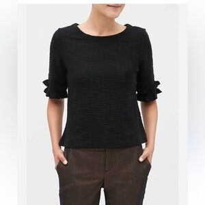 Banana Republic Women's Black Textured Top ruffle sleeves size X-LARGE